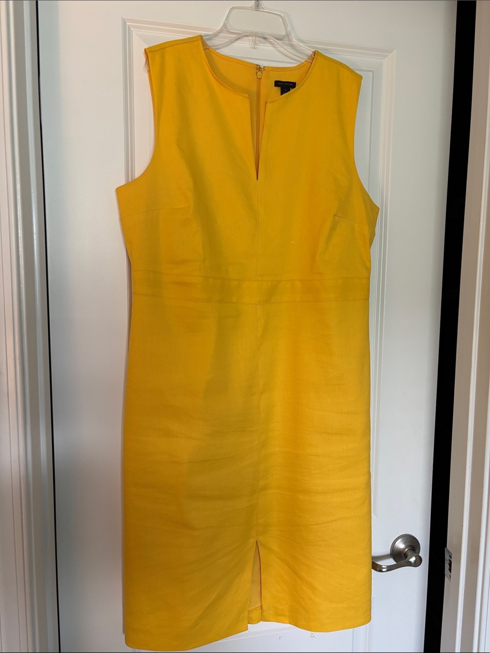 Ann Taylor Yellow Sleeveless Sheath Midi Dress